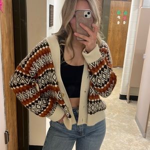 Aztec button up cardigan sweater!